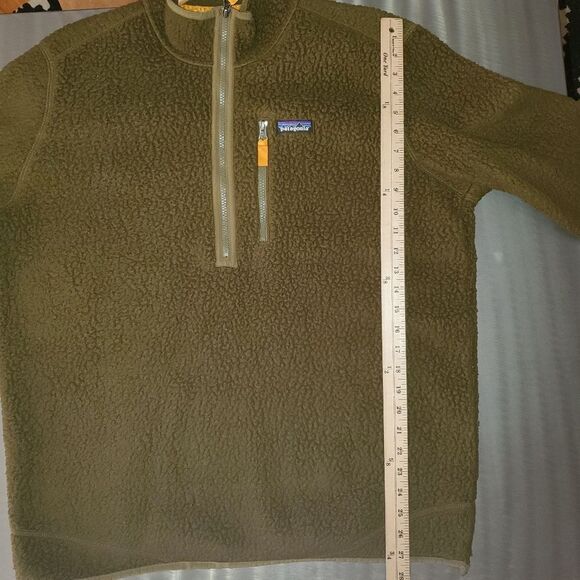 PATAGONIA Retro Pile Fleece Green Brown Half Zip Pullover - Picture 6 of 13